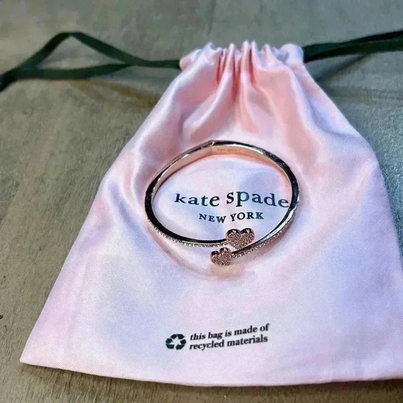 kate spade Jewelry - Kate Spade hinged bracelet, rose gold with rhinestones